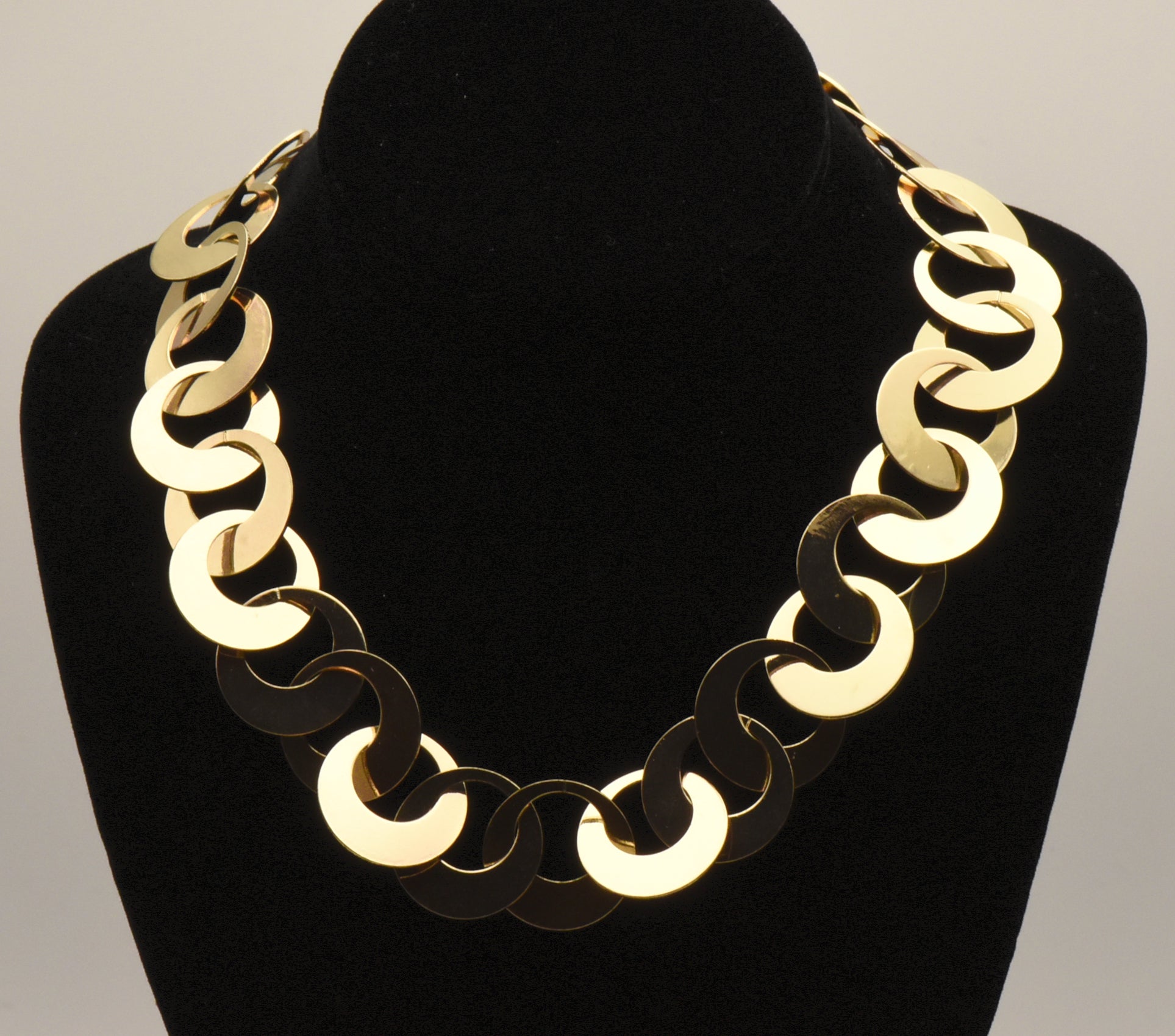 Gold Tone Hoop Link Chain Necklace