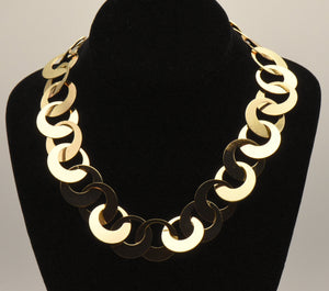 Gold Tone Hoop Link Chain Necklace