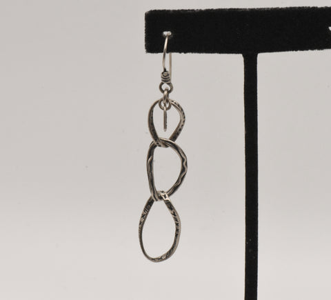 UNMATCHED Vintage Handmade Sterling Silver Triple Link Dangle Earring