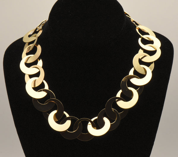 Gold Tone Hoop Link Chain Necklace