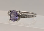 Vintage Sterling Silver Synthetic Color Change Sapphire and Rhinestone Ring - Size 9