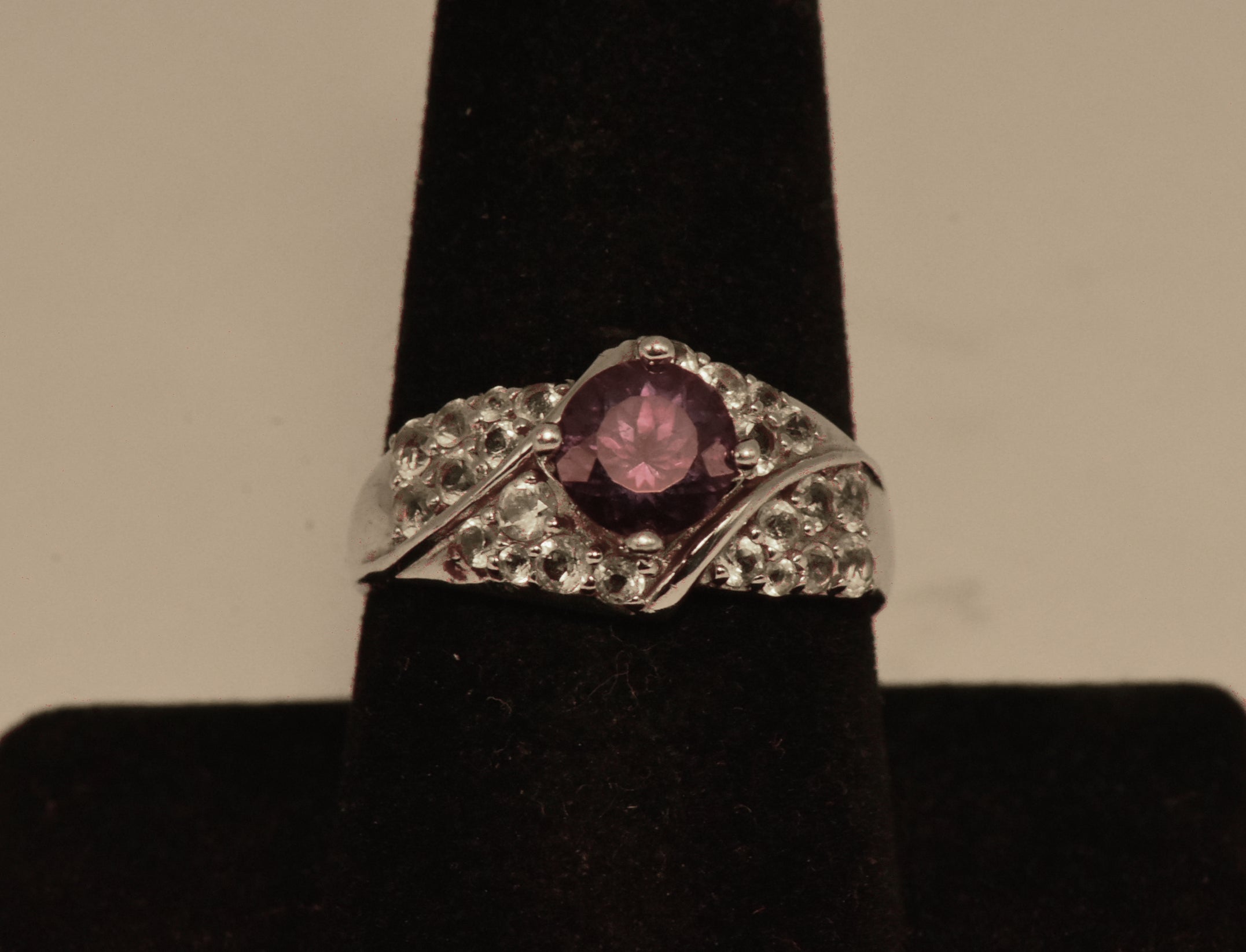 Vintage Synthetic Color Change Sapphire and Topaz Ring - Size 9