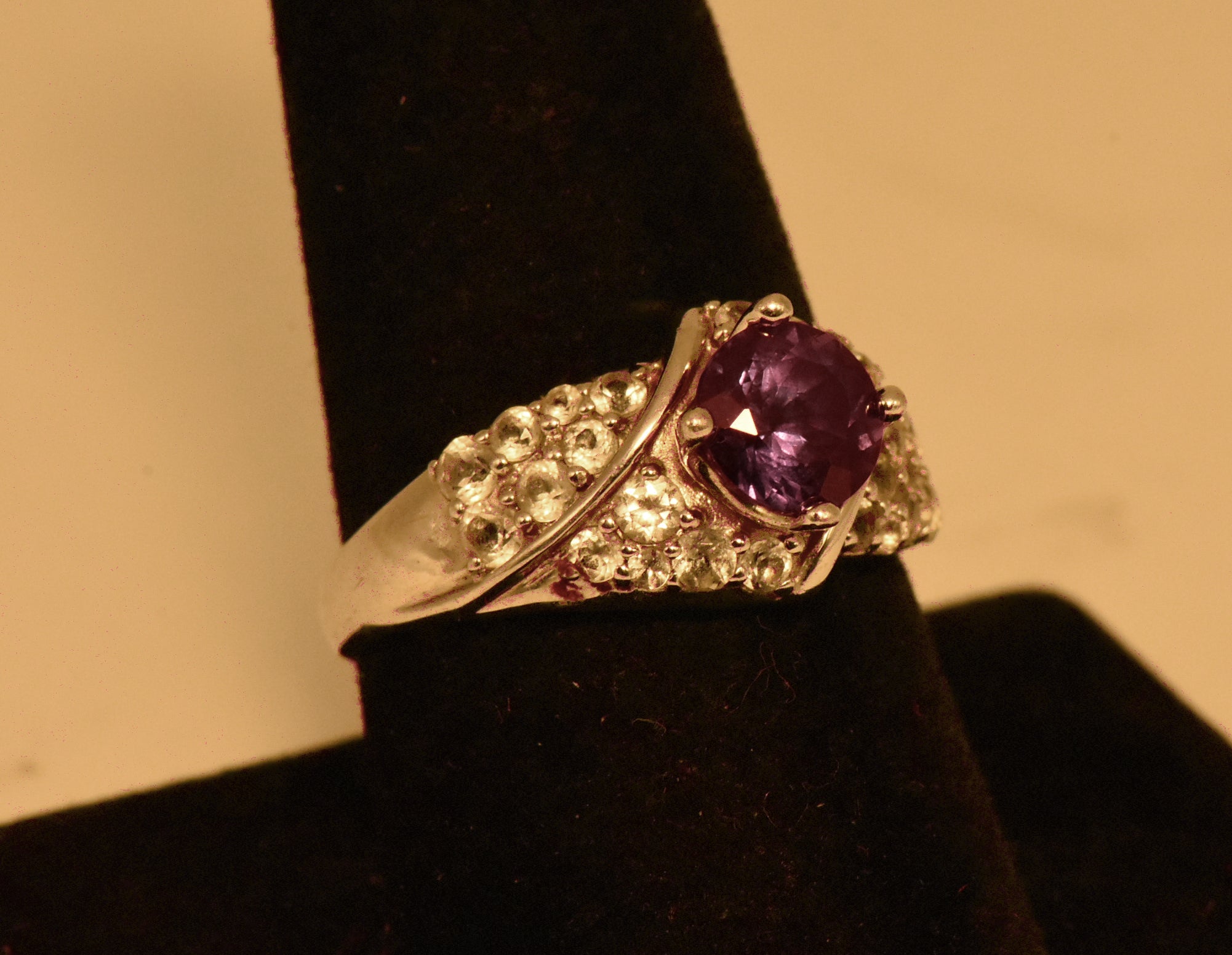 Vintage Synthetic Color Change Sapphire and Topaz Ring - Size 9