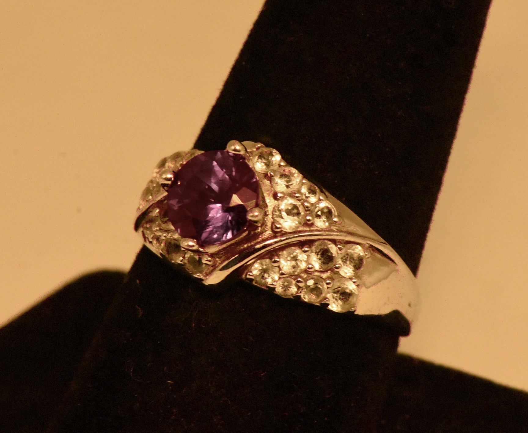 Vintage Synthetic Color Change Sapphire and Topaz Ring - Size 9