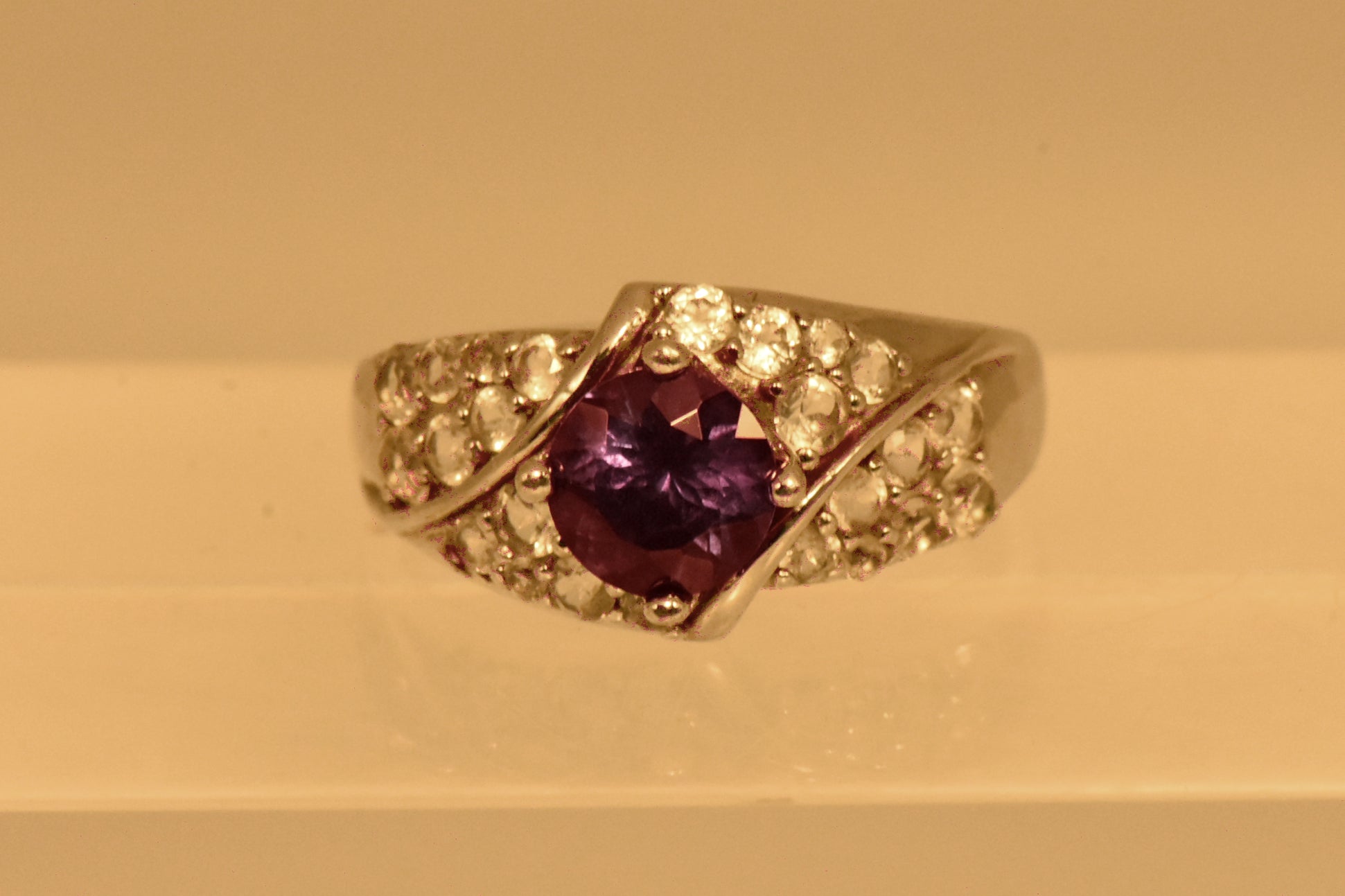 Vintage Synthetic Color Change Sapphire and Topaz Ring - Size 9