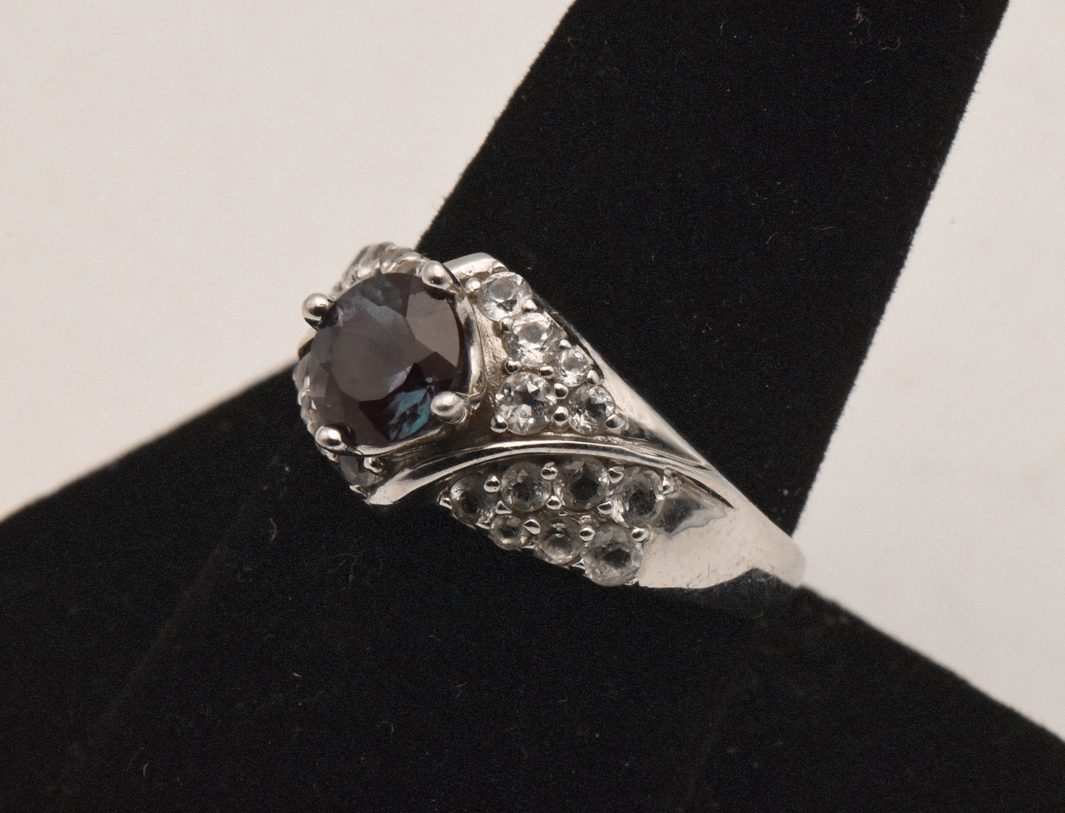 Vintage Synthetic Color Change Sapphire and Topaz Ring - Size 9