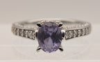 Vintage Sterling Silver Synthetic Color Change Sapphire and Rhinestone Ring - Size 9