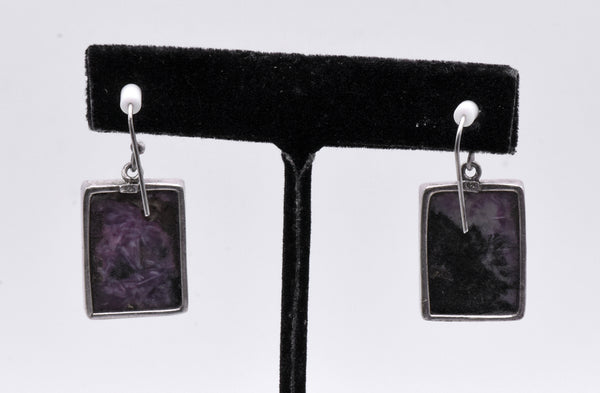 Charoite Sterling Silver Dangle Earrings