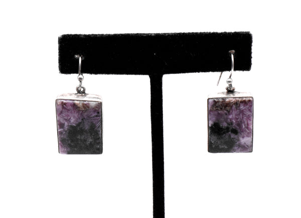 Charoite Sterling Silver Dangle Earrings