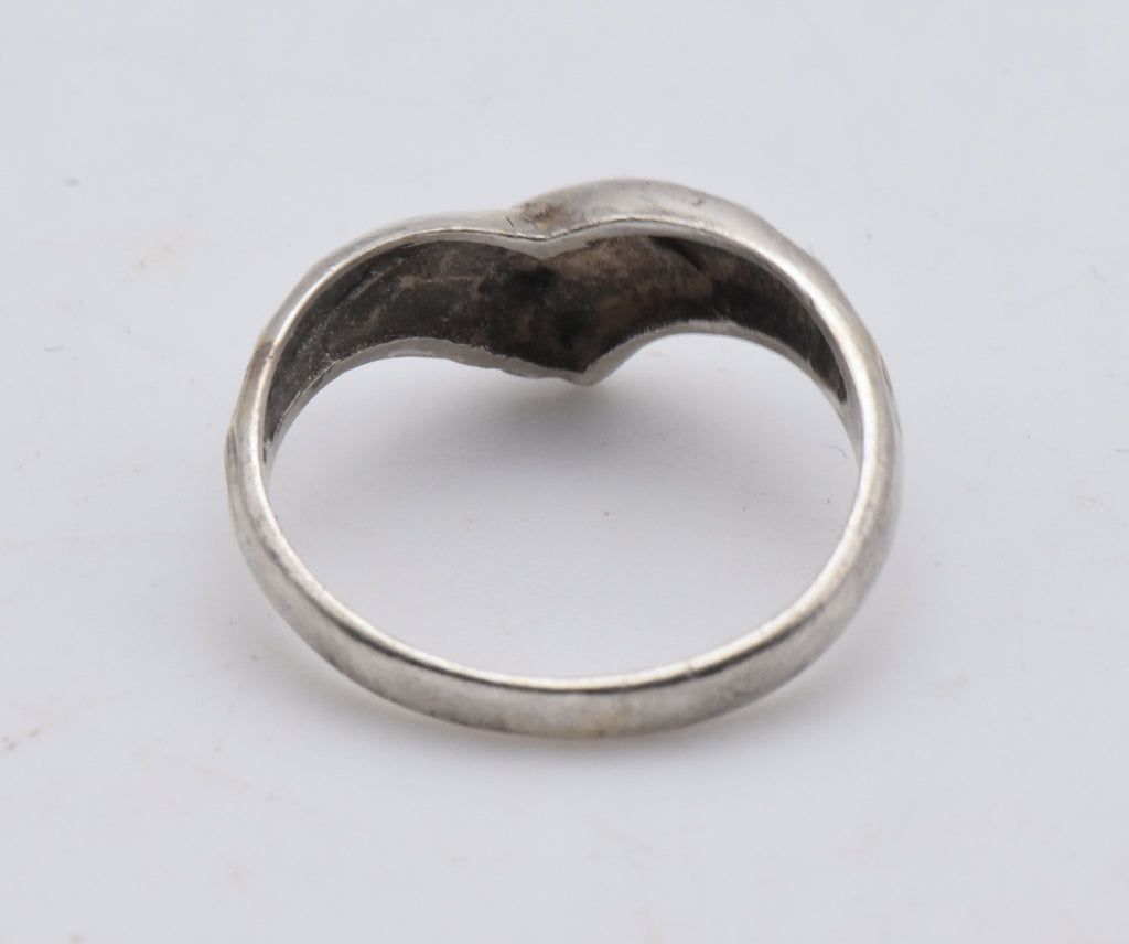 Vintage Sterling Silver Braided Design Chevron Ring - Size 4.75