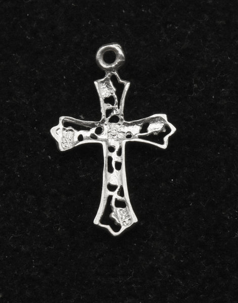 Vintage Sterling Silver Pierced Design Small Cross Charm