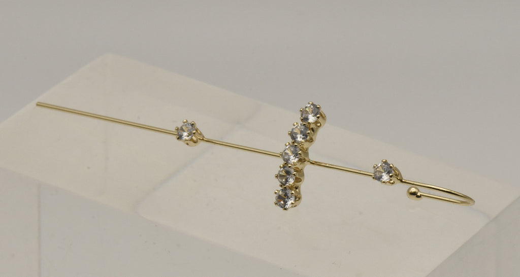 Gold Tone and Crystals Ear Climber Earring