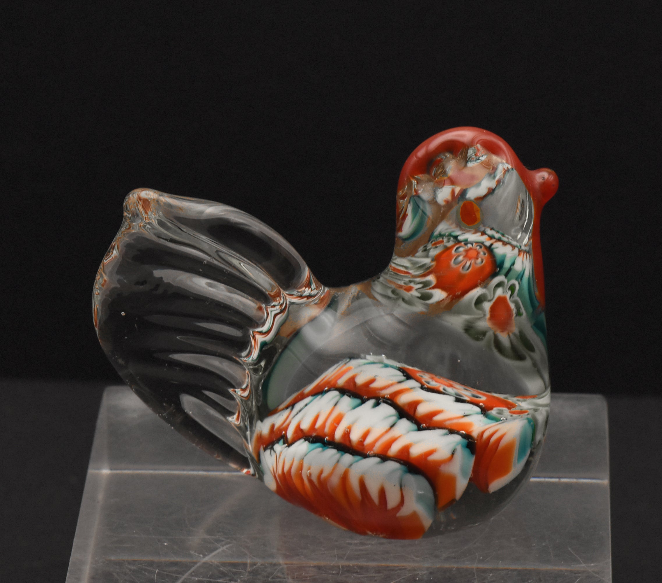 Vintage Handmade Murano Style Chicken Glass Figurine