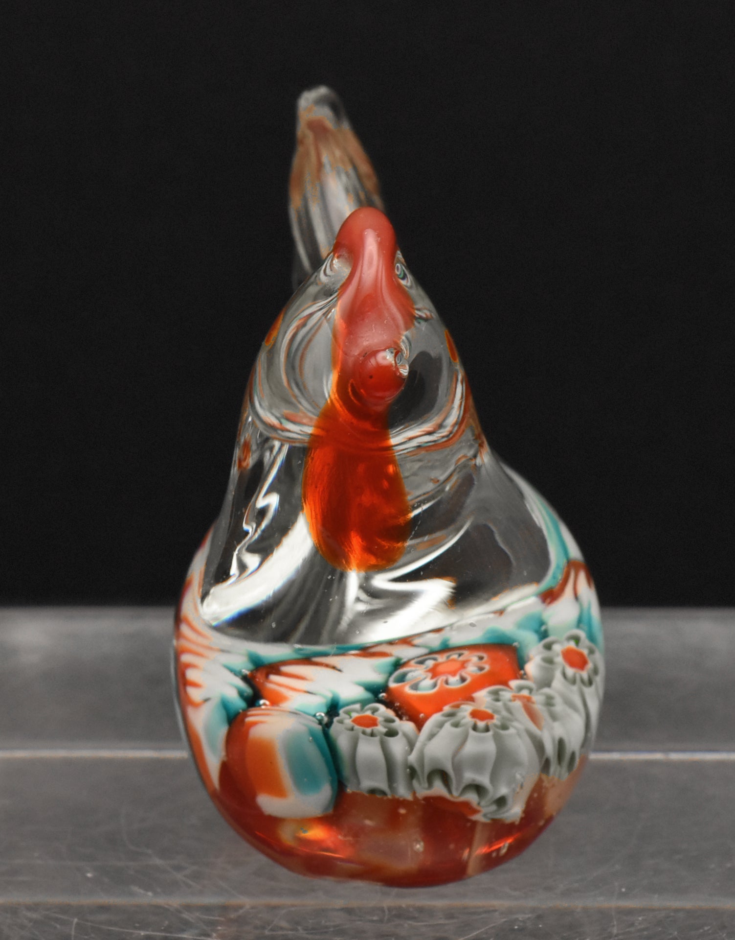 Vintage Handmade Murano Style Chicken Glass Figurine