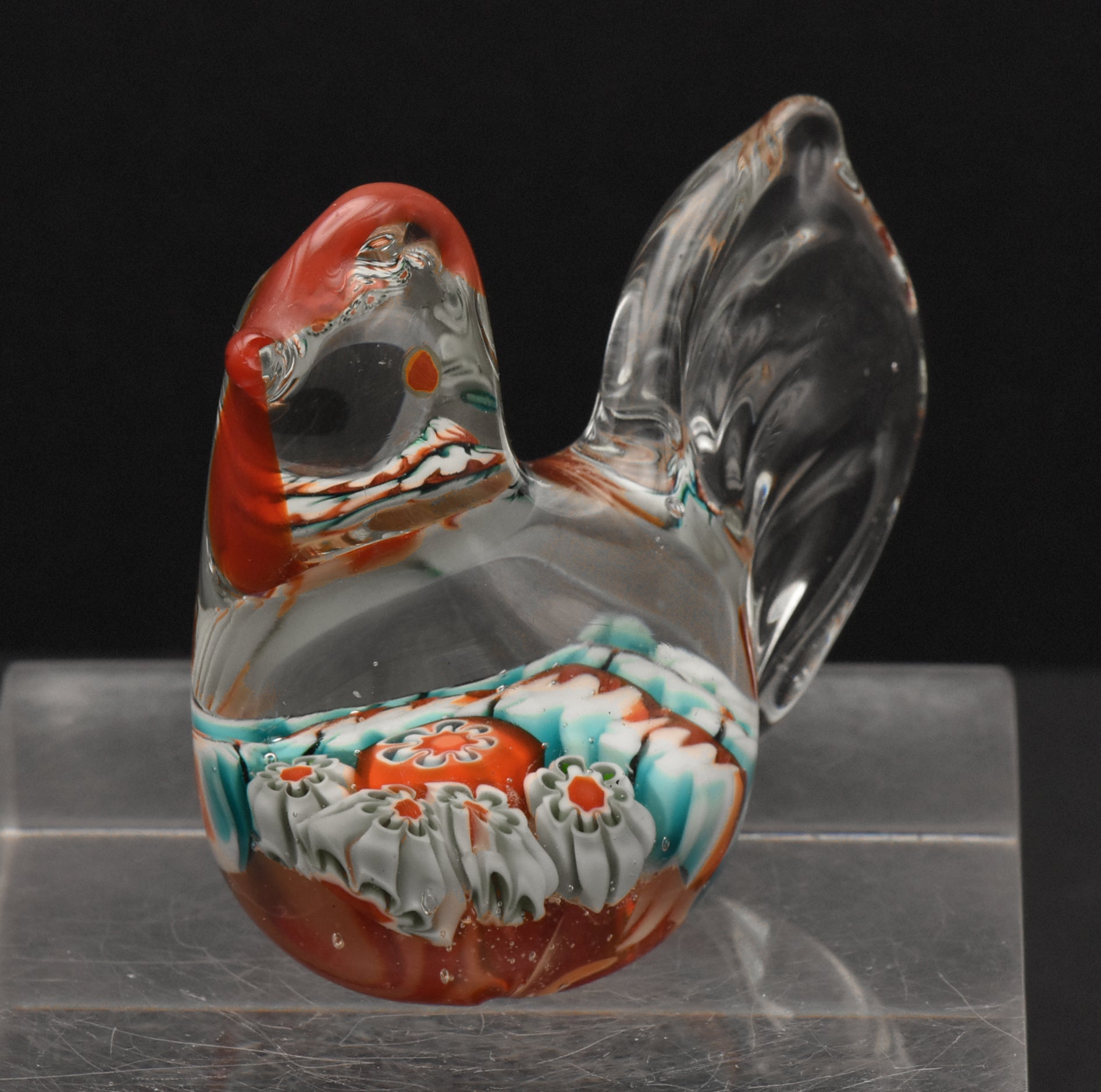 Vintage Handmade Murano Style Chicken Glass Figurine