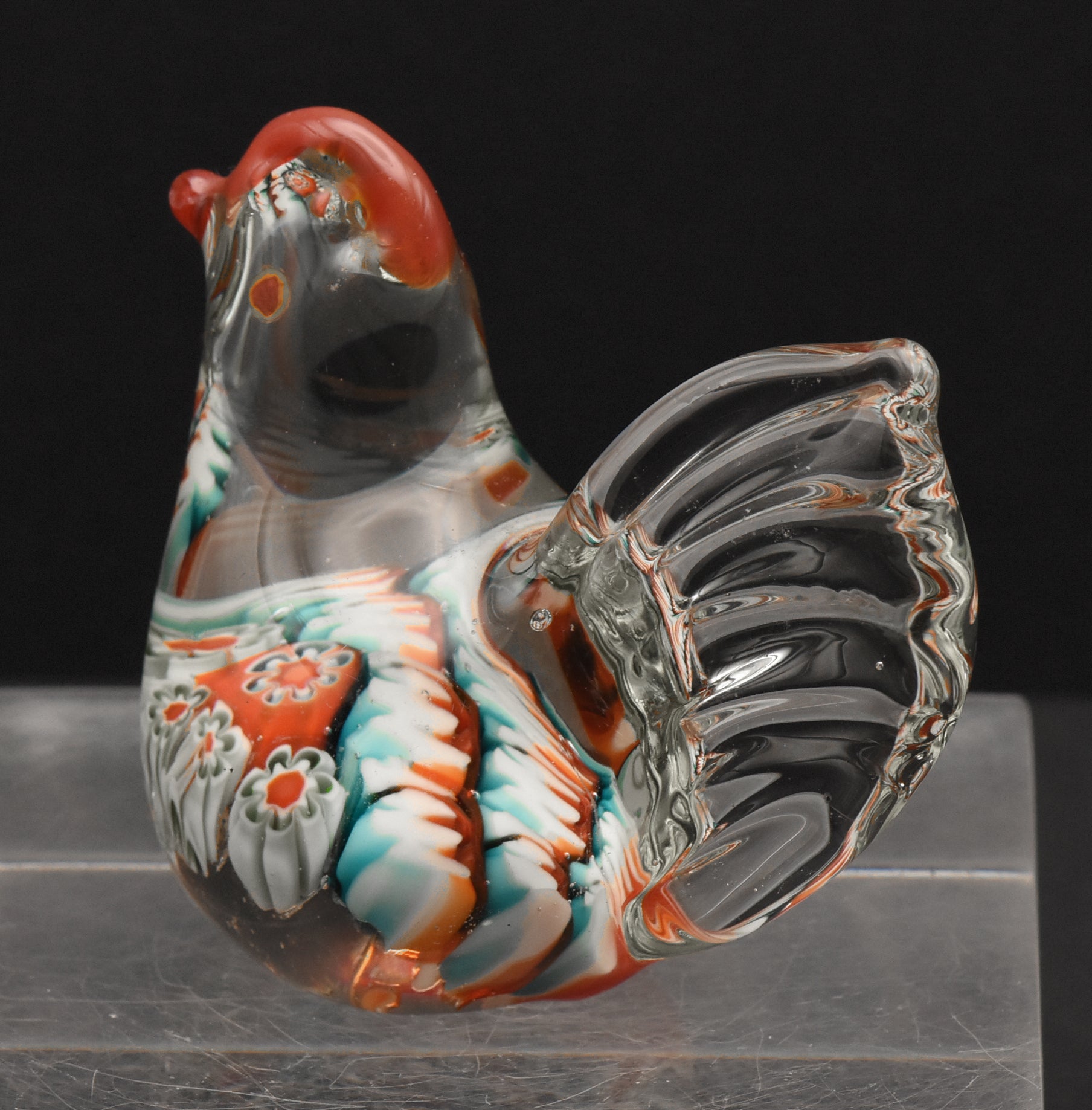 Vintage Handmade Murano Style Chicken Glass Figurine