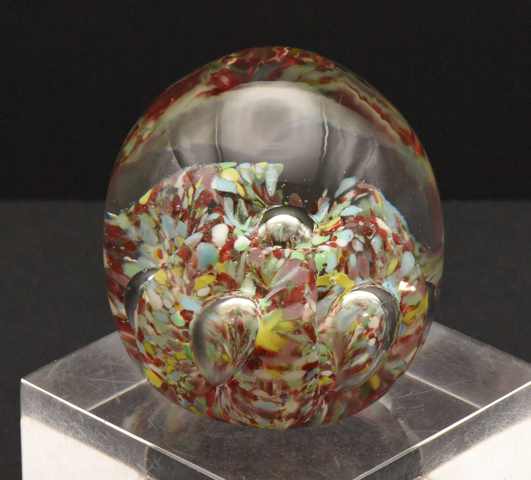Vintage Handmade Glass Colorful "Confetti" Paperweight