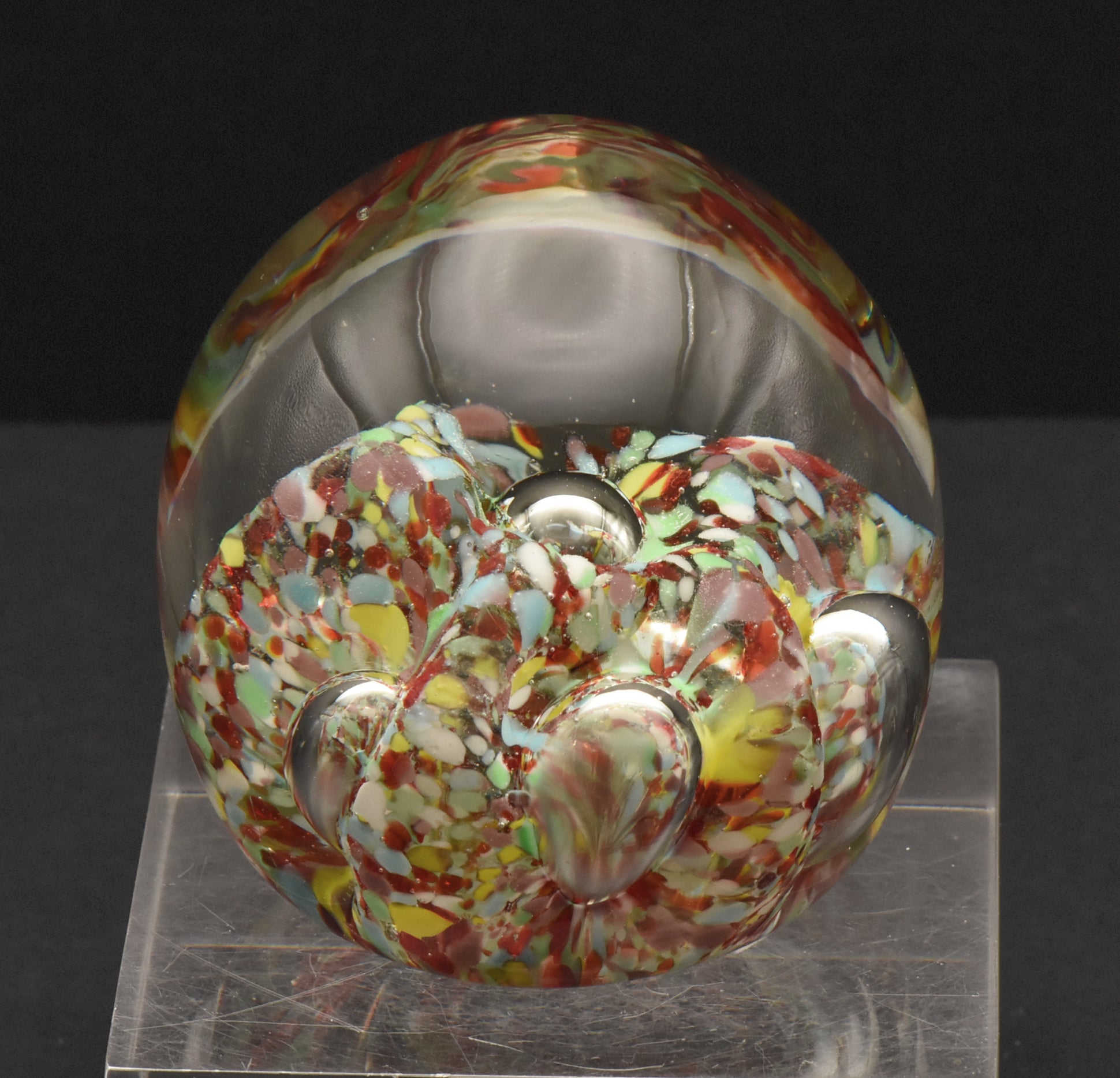 Vintage Handmade Glass Colorful "Confetti" Paperweight