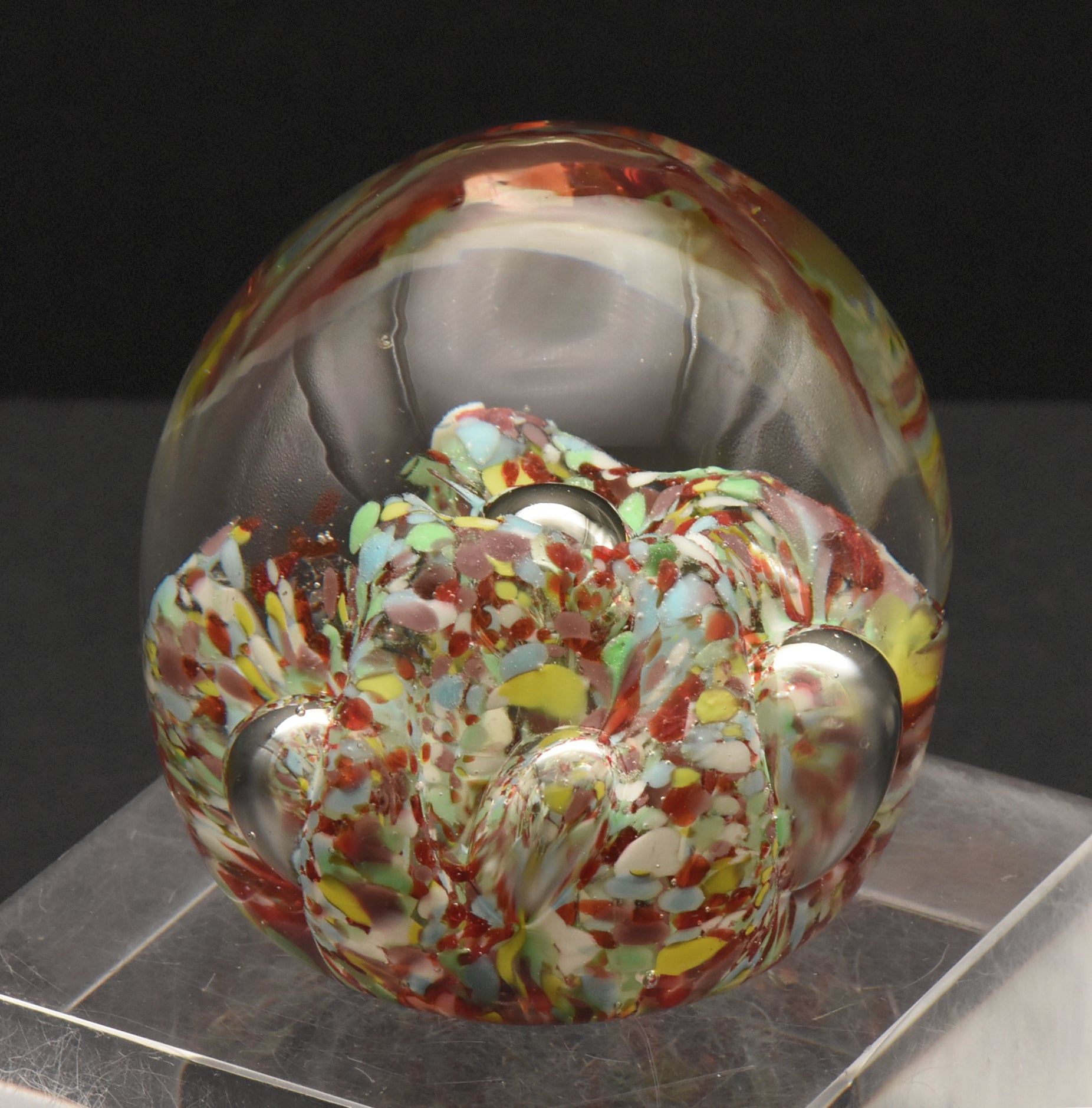 Vintage Handmade Glass Colorful "Confetti" Paperweight