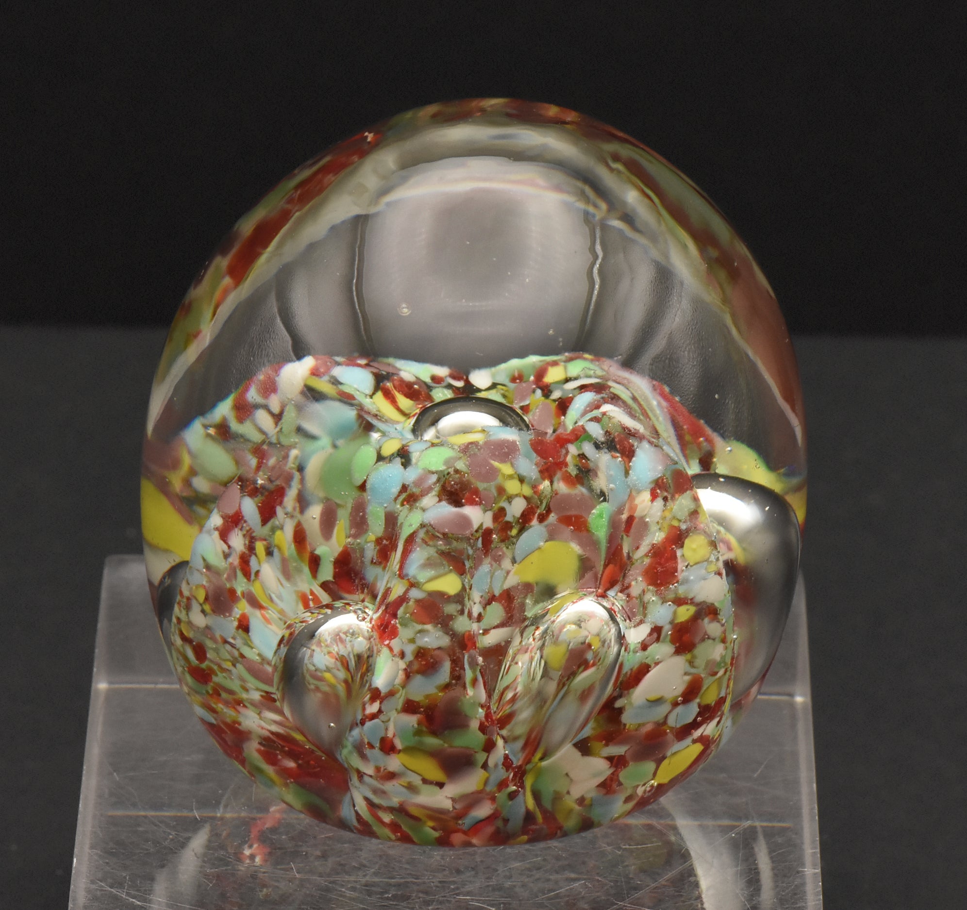 Vintage Handmade Glass Colorful "Confetti" Paperweight