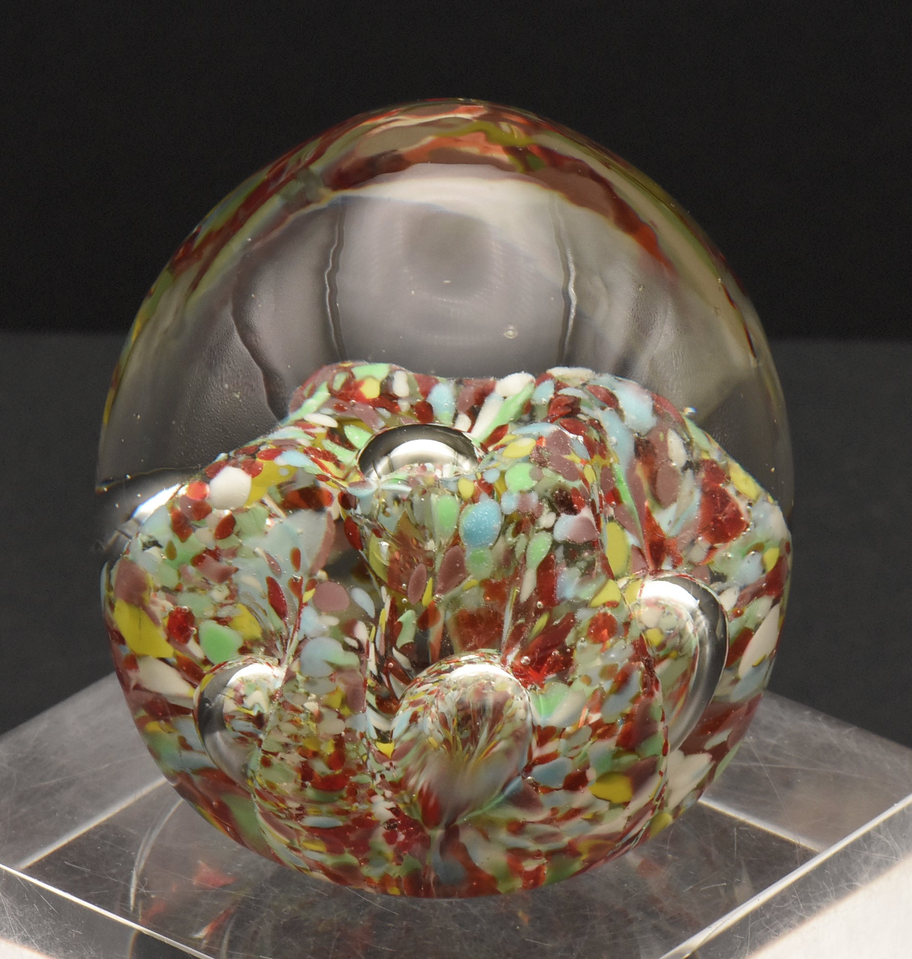 Vintage Handmade Glass Colorful "Confetti" Paperweight