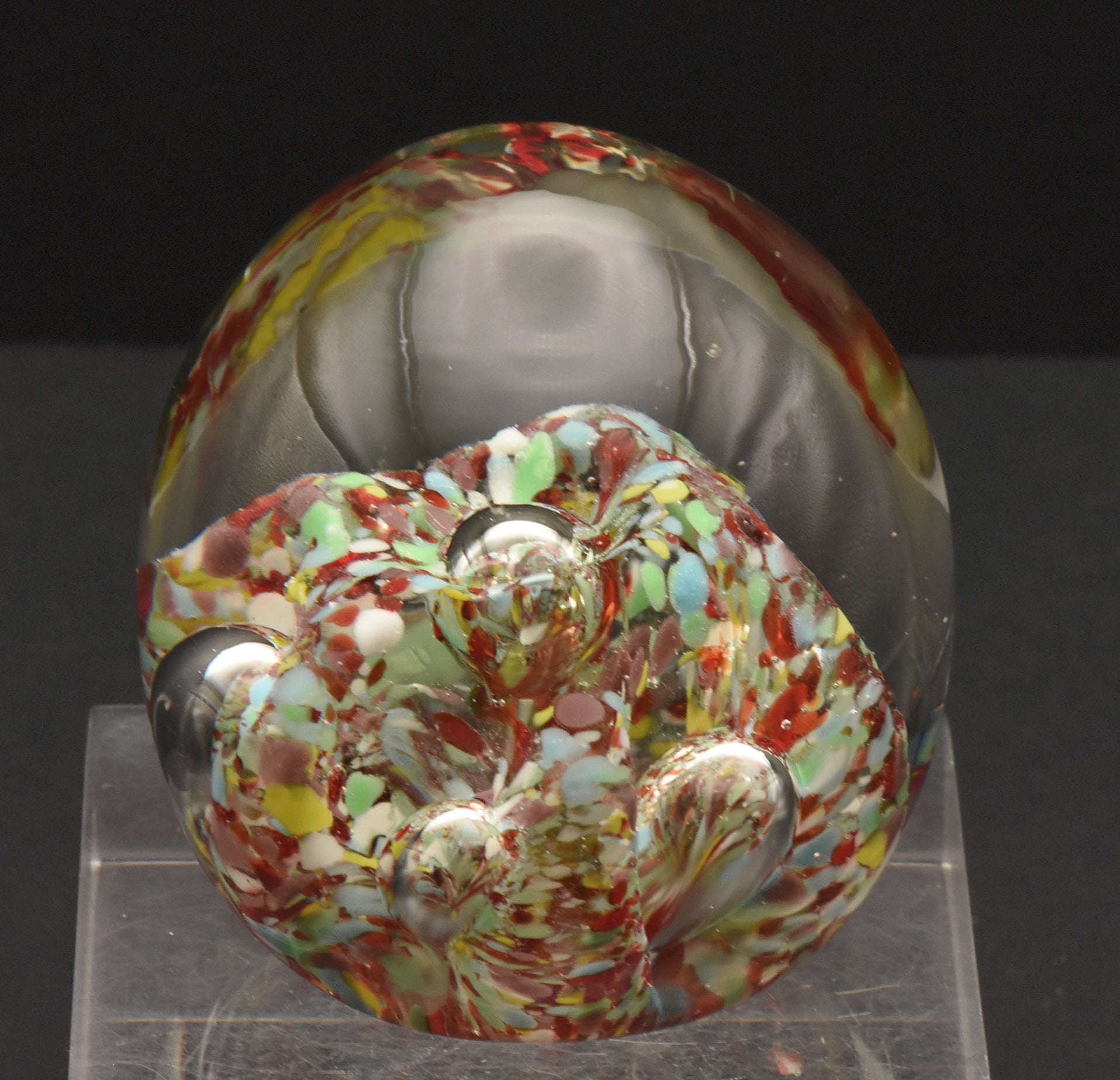 Vintage Handmade Glass Colorful "Confetti" Paperweight