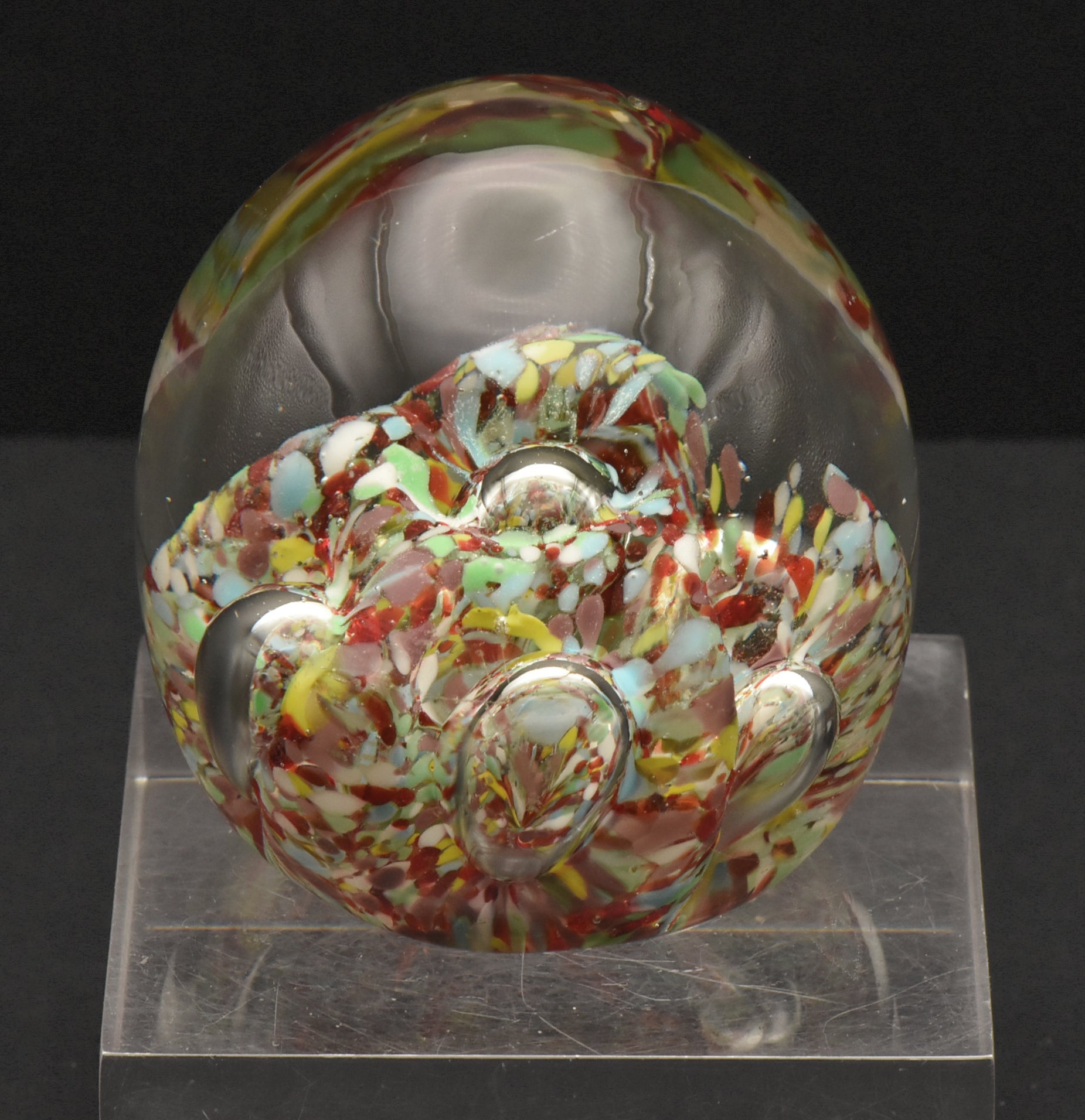 Vintage Handmade Glass Colorful "Confetti" Paperweight