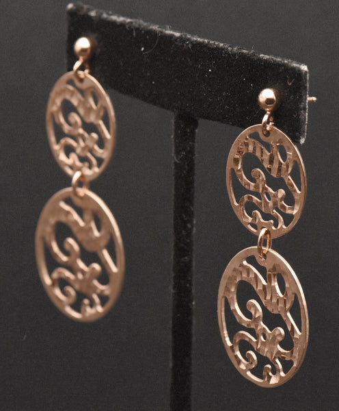 Vintage Italian Copper Tone Sterling Silver Dangle Earrings