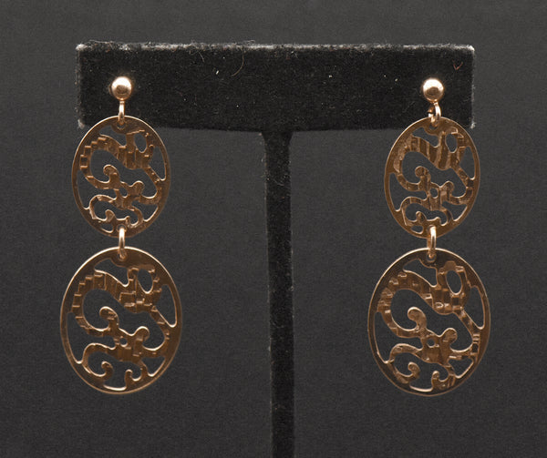 Vintage Italian Copper Tone Sterling Silver Dangle Earrings