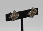 Vintage Sterling Silver Filigree Cross Screw Back Earrings
