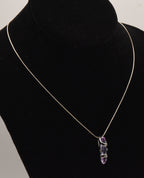 Bluish Purple Cut Glass Sterling Silver Pendant on Sterling Silver Italian Snake Link Chain Necklace - 16.5"