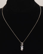 Bluish Purple Cut Glass Sterling Silver Pendant on Sterling Silver Italian Snake Link Chain Necklace - 16.5"
