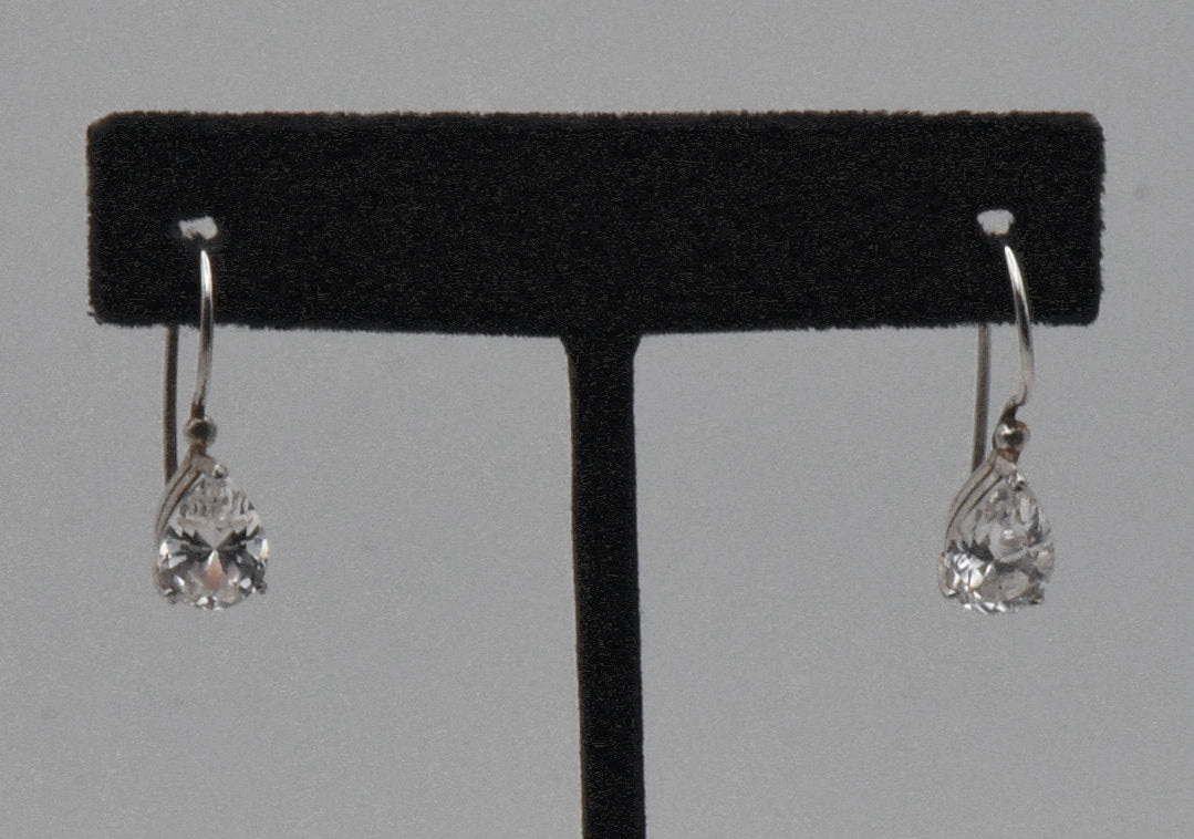 Vintage Sterling Silver Glass Crystal Earrings