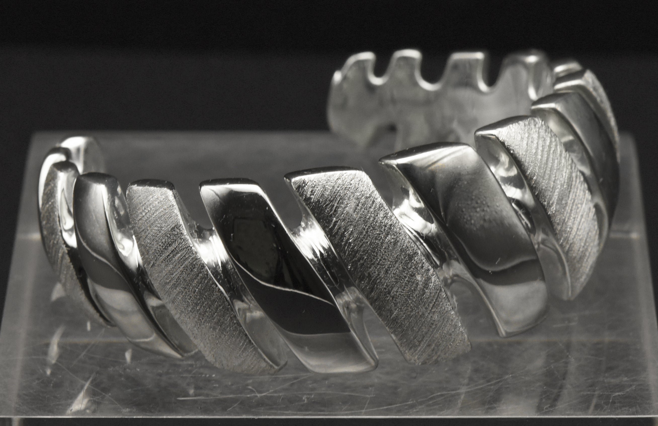 Vintage Wide Cuff Italian Sterling Silver Unique Design Bracelet