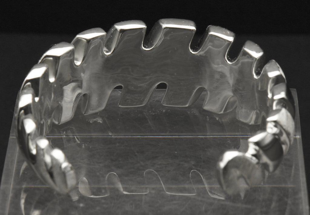 Vintage Wide Cuff Italian Sterling Silver Unique Design Bracelet