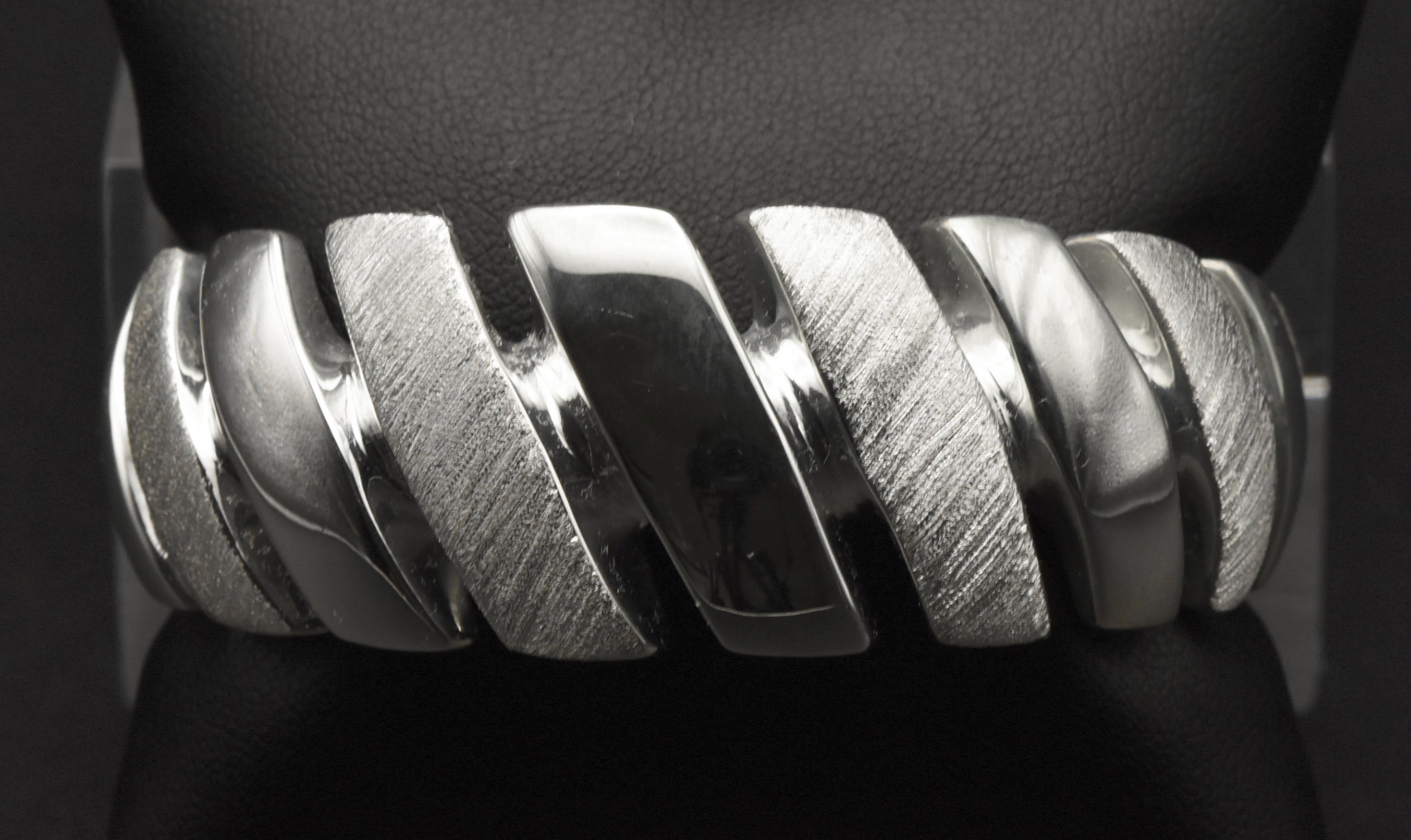 Vintage Wide Cuff Italian Sterling Silver Unique Design Bracelet