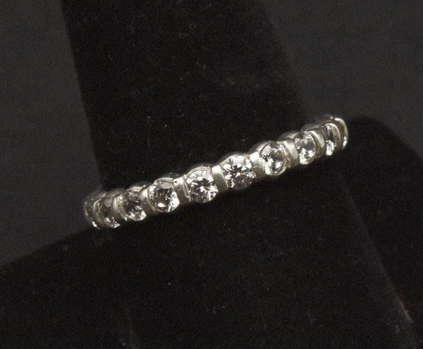 Diamonique - Vintage Sterling Silver Cubic Zirconia Infinity Band - Size 9