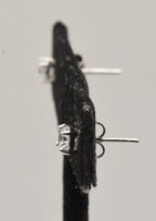 Vintage Sterling Silver Married Pair Cubic Zirconia Stud Earrings