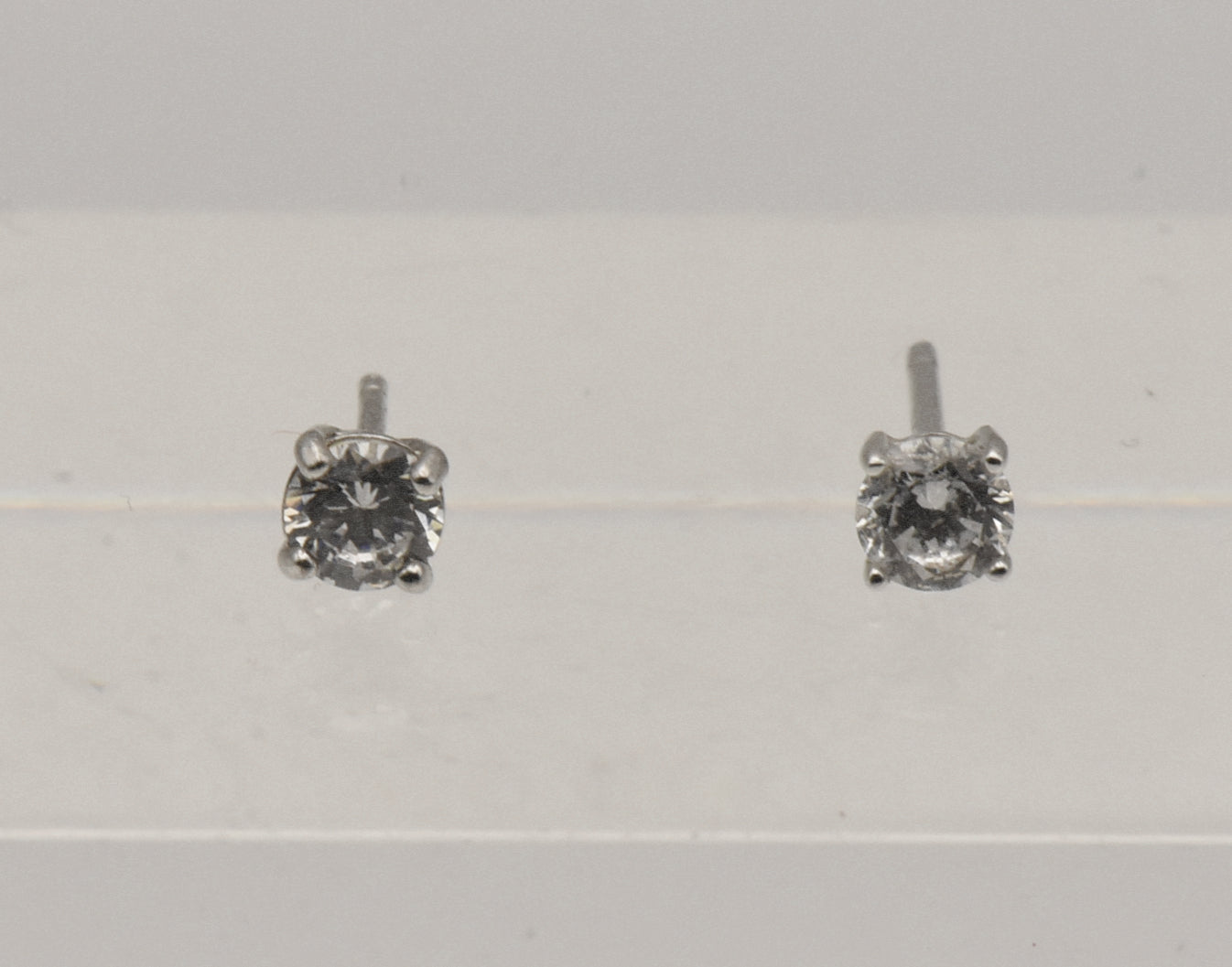 Vintage Sterling Silver Married Pair Cubic Zirconia Stud Earrings