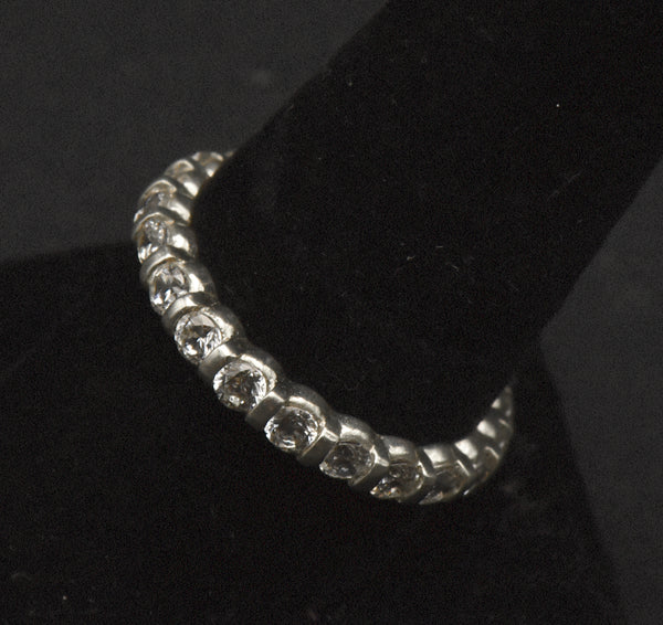 Diamonique - Vintage Sterling Silver Cubic Zirconia Infinity Band - Size 9