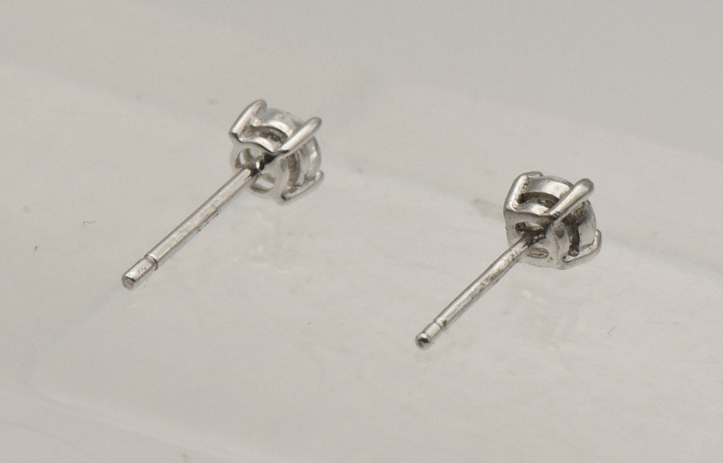 Vintage Sterling Silver Married Pair Cubic Zirconia Stud Earrings