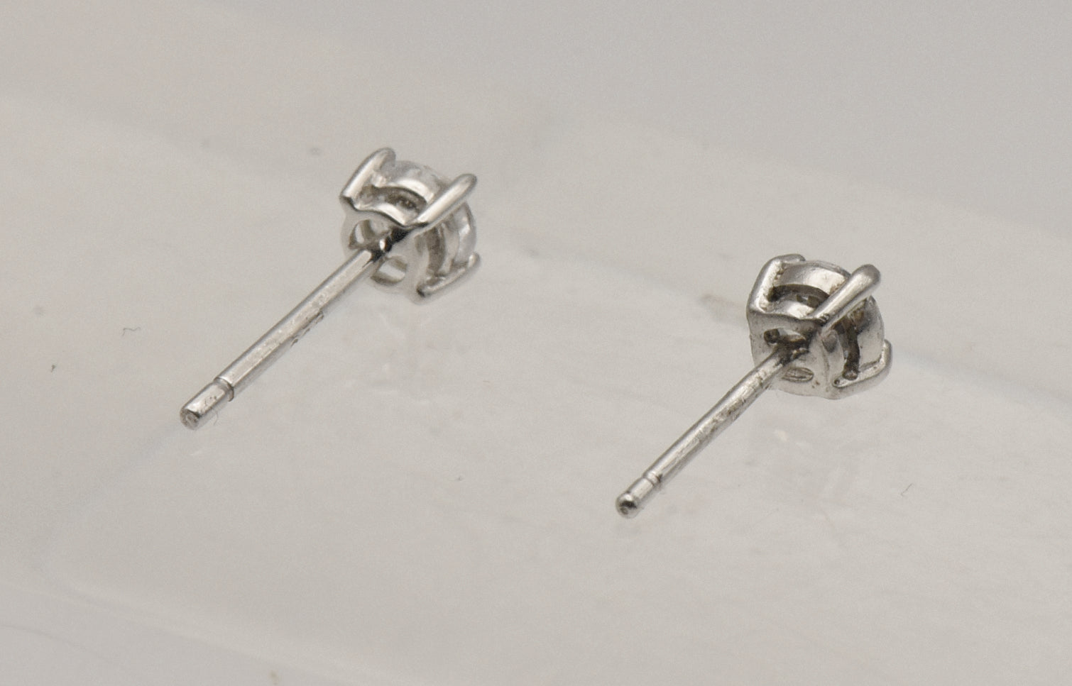 Vintage Sterling Silver Married Pair Cubic Zirconia Stud Earrings