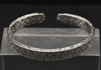 Vintage Sterling Silver Diamond Studded Hinged Cuff Bracelet