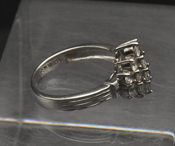 Vintage Sterling Silver Rhinestone Ring - Size 7