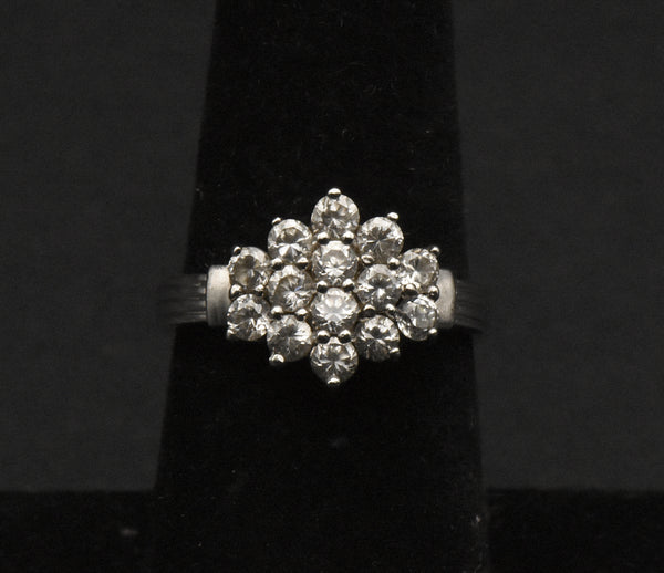 Vintage Sterling Silver Rhinestone Ring - Size 7