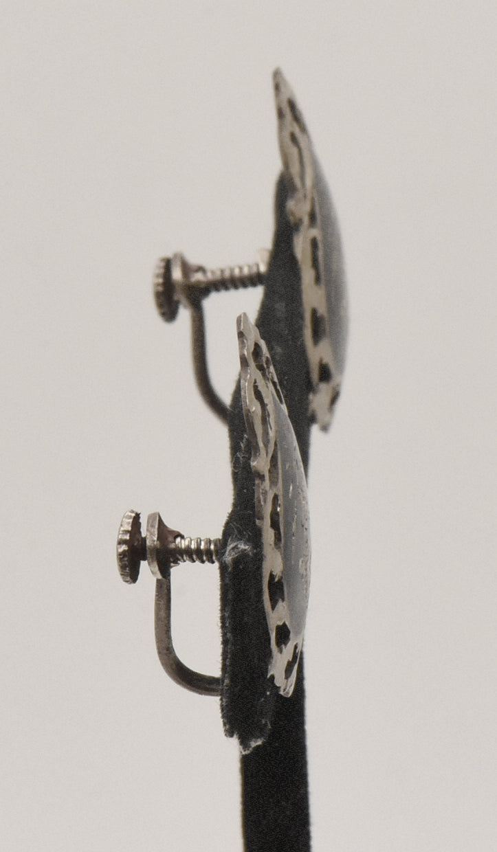Vintage Sterling Silver Siamese Dancer Screw Back Earrings