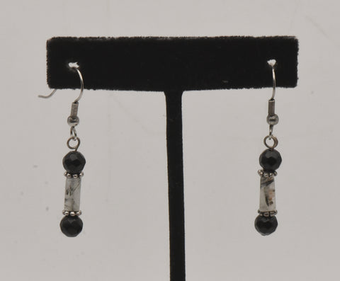 Black Tourmalinated Quartz Dangle Earrings