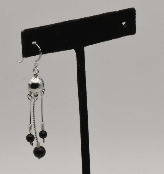 UNMATCHED Sterling Silver Black Onyx Dangles Earring