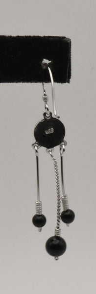 UNMATCHED Sterling Silver Black Onyx Dangles Earring