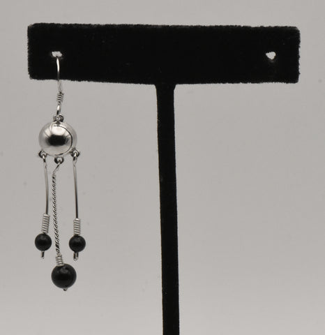 UNMATCHED Sterling Silver Black Onyx Dangles Earring